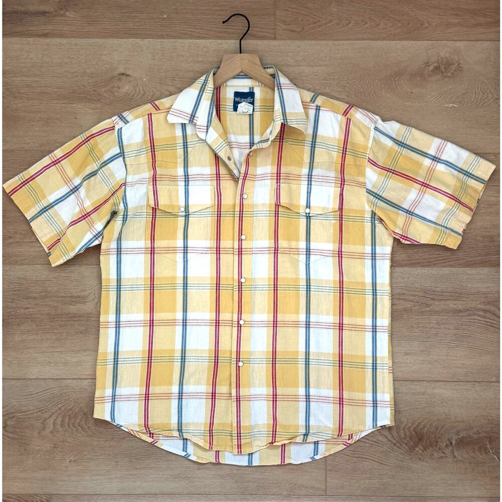 Vintage Wrangler Plaid Snap Button Shirt 70s 80s Men’s Large